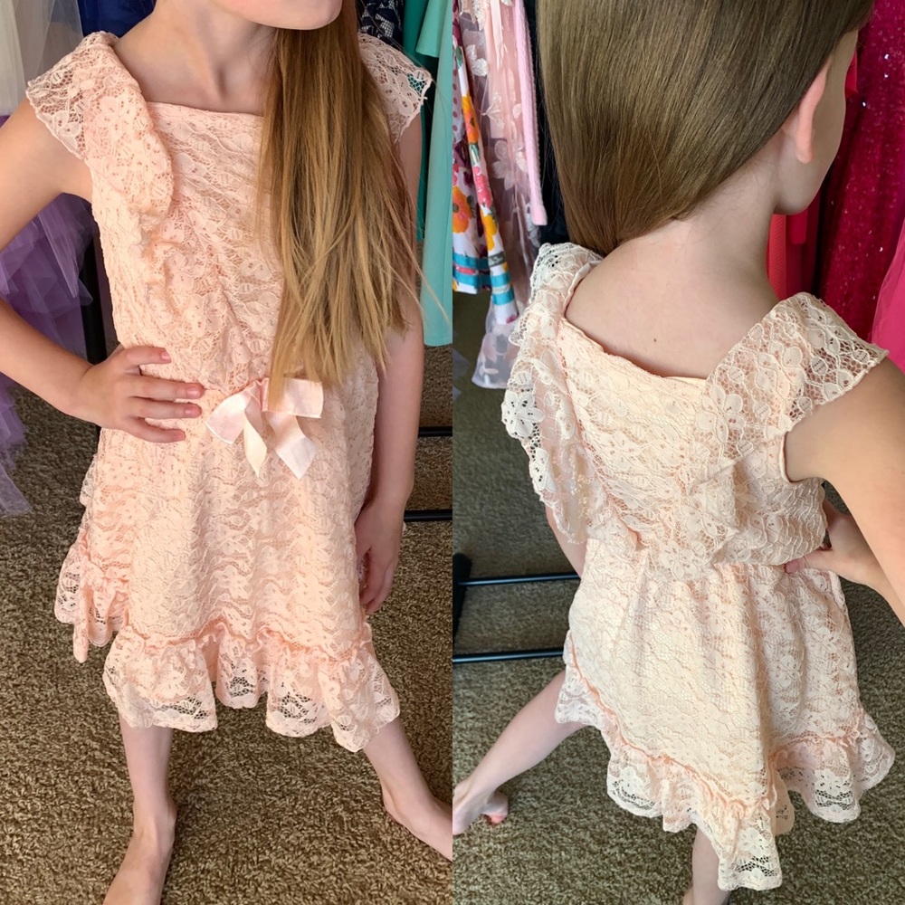 Girls Blush Lace Dress